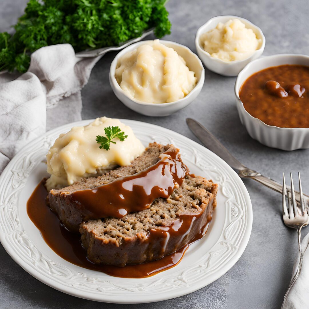 Meatloaf with Mashed Potatoes and Gravy